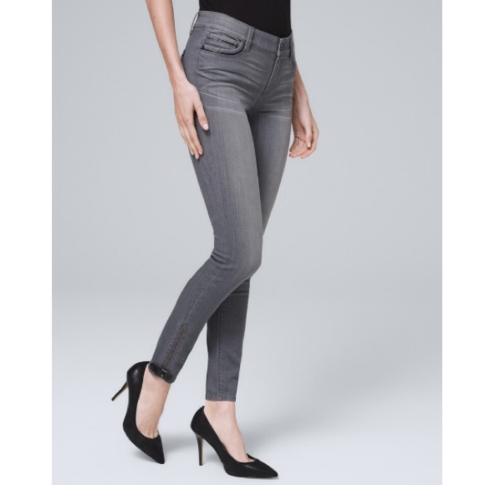 WHBM CLASSIC-RISE SKINNY ANKLE JEANS VEGAN LEAT…